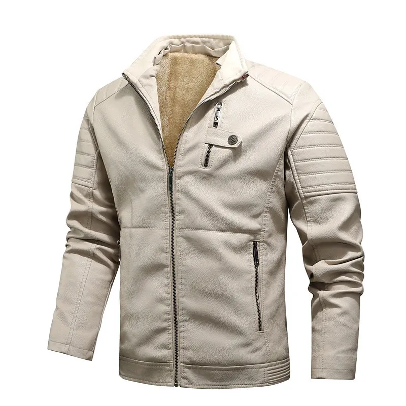 Herren modische Kunstlederjacke mit warmem Innenfutter – Valtoré