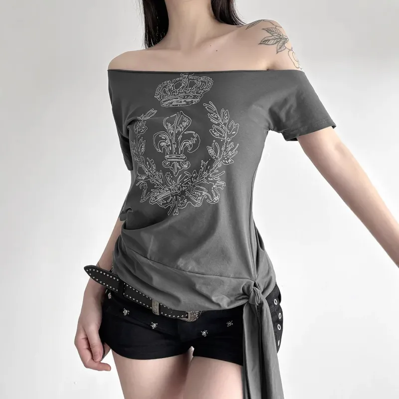 Damen asymmetrisches Top mit dekorativem Knoten – Orélia